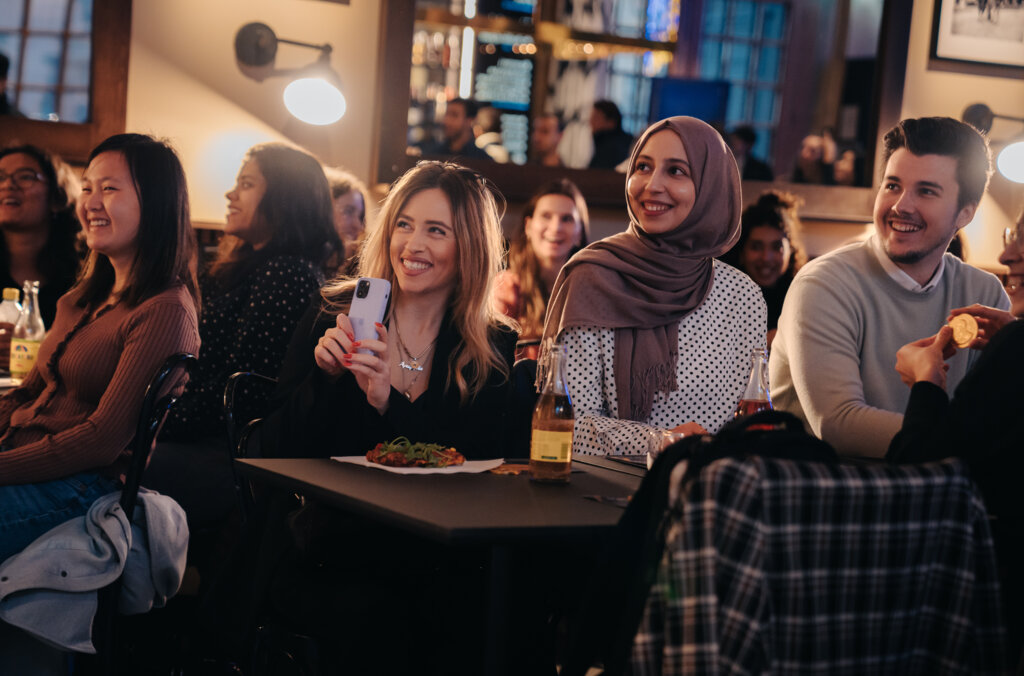 People in Bistro Nobel.