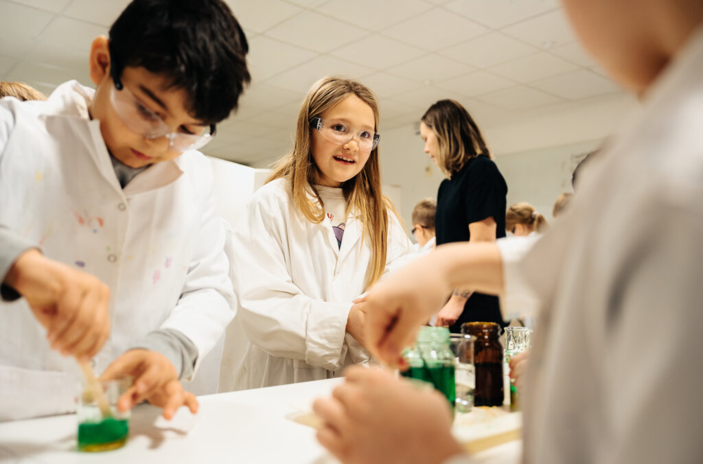 Children doing experiments.