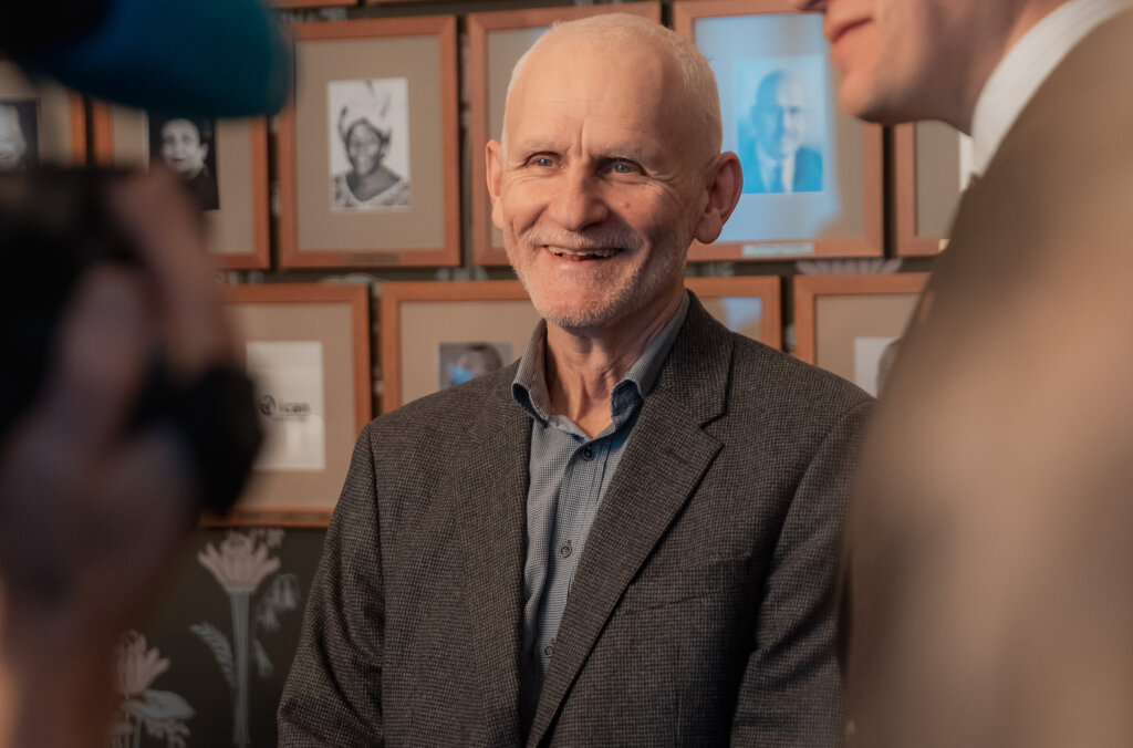 Ales Bialiatski visiting the Norwegian Nobel Committee