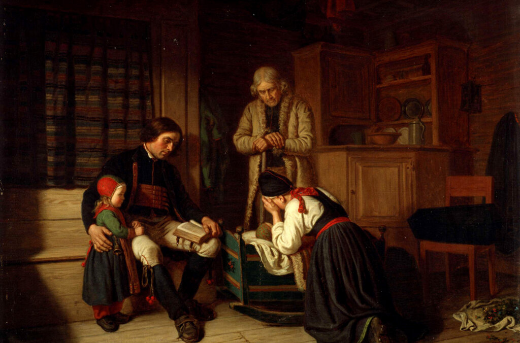 Lillans sista bädd, målning av Amalia Lindegren i Nordiska museets samlingar