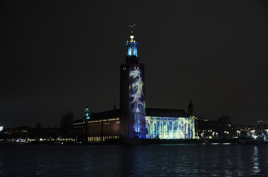 Lumination of Sweden and PXLFLD, Space. Nobel Week Lights 2020.