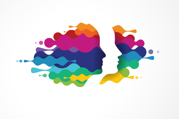 Faces in rainbow colours