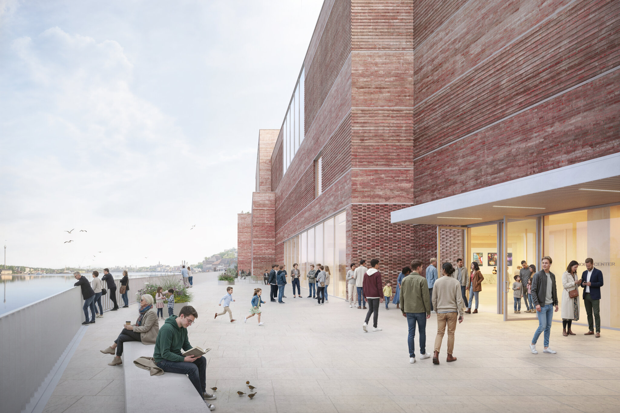 Nobel Center, view along the new terrace and the main entrance.